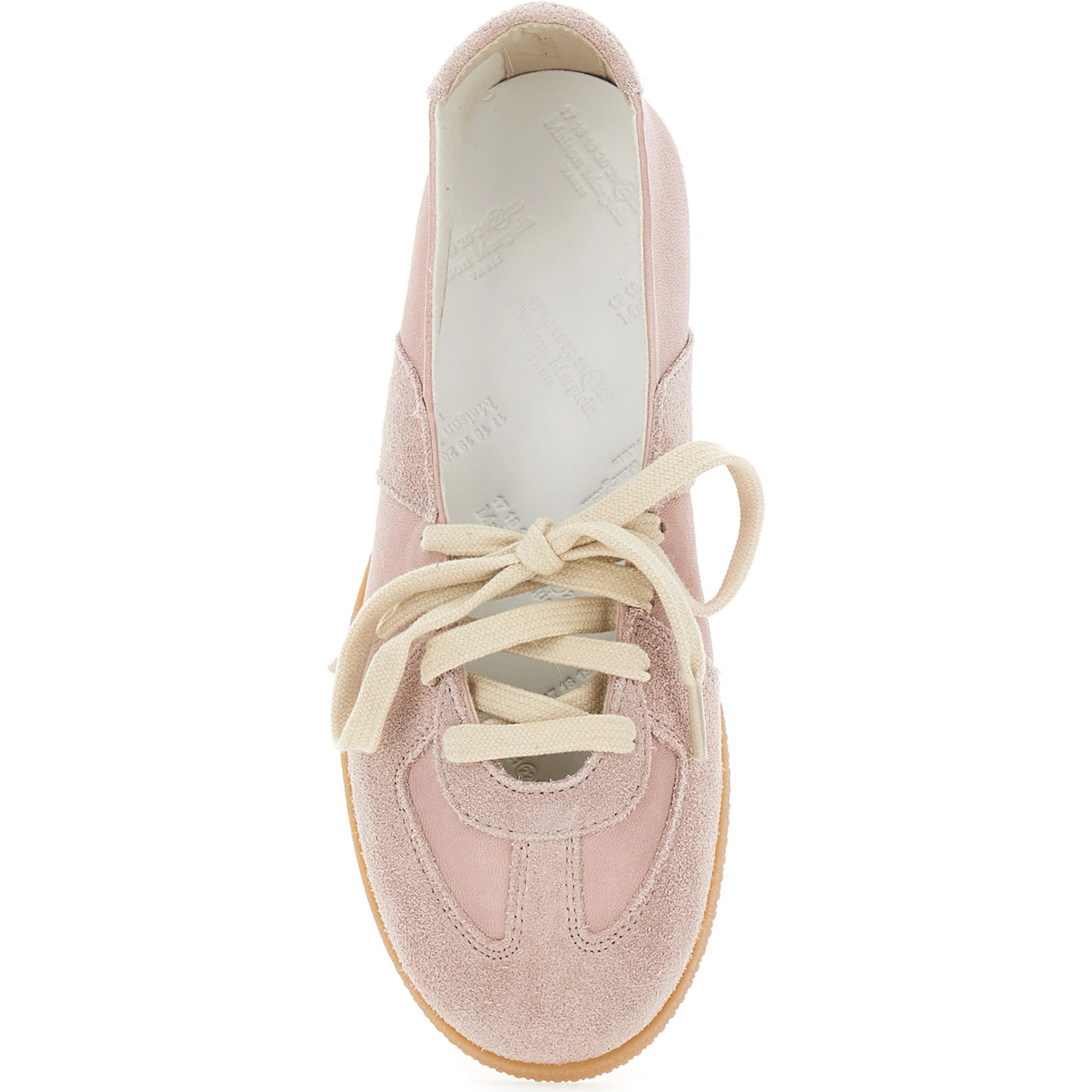 Pink Low Top Sneakers with Laces on the Front in Leather and Suede for Women