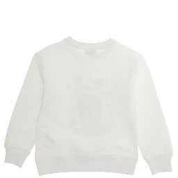 White Crewneck Sweatshirt with Maxi Print on the Front in Cotton Boy