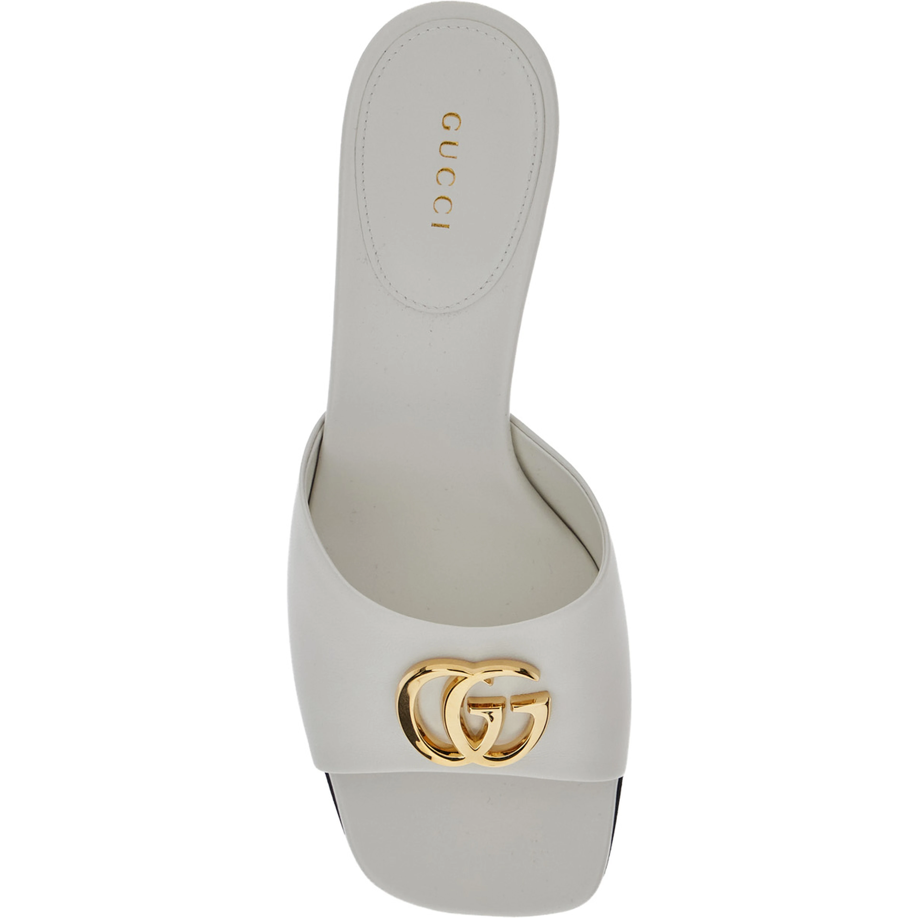 white Sandals with GG logo plaque on the front in leather for women