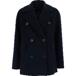 CAMILLA Coat with Notched Revers and Long Sleeves in Tech Fabric Blue Women