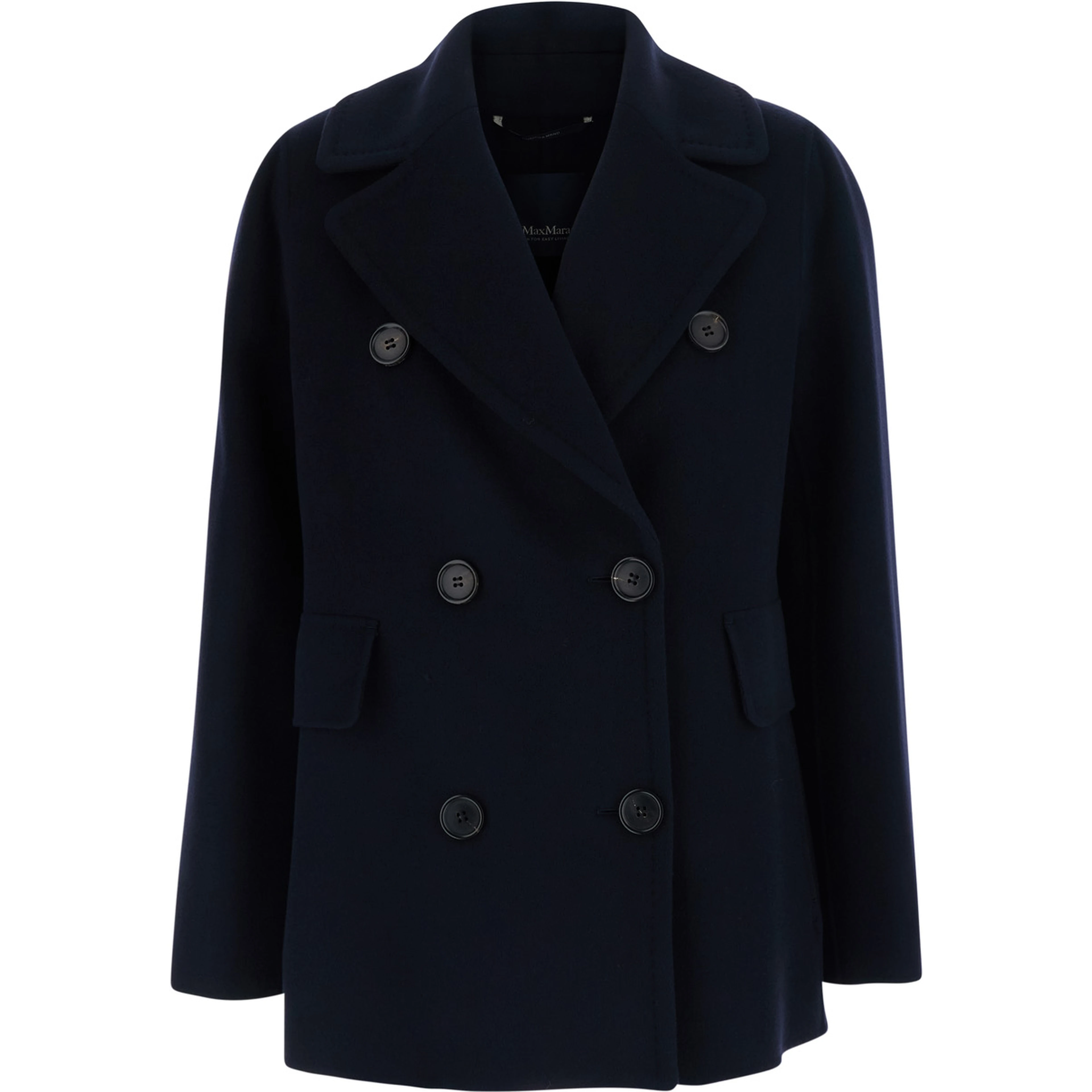 CAMILLA Coat with Notched Revers and Long Sleeves in Tech Fabric Blue Women