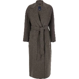 Peony Coat with Notched Revers and Long Sleeves in Tech Fabric Color Brown Women