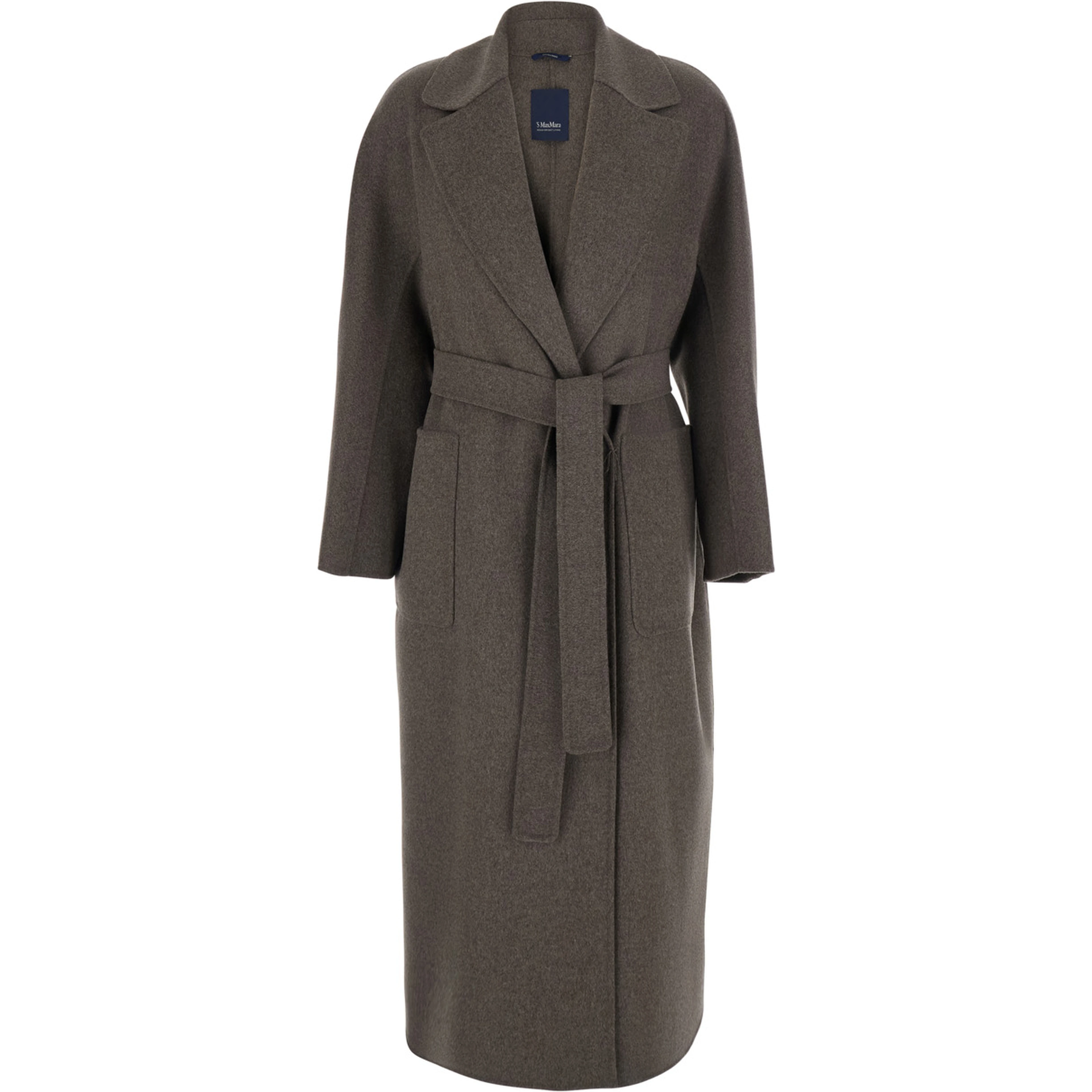 Peony Coat with Notched Revers and Long Sleeves in Tech Fabric Color Brown Women