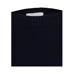 Veira Blue Sweater with Dropped shoulders and ribbed finishes in cashmere for women