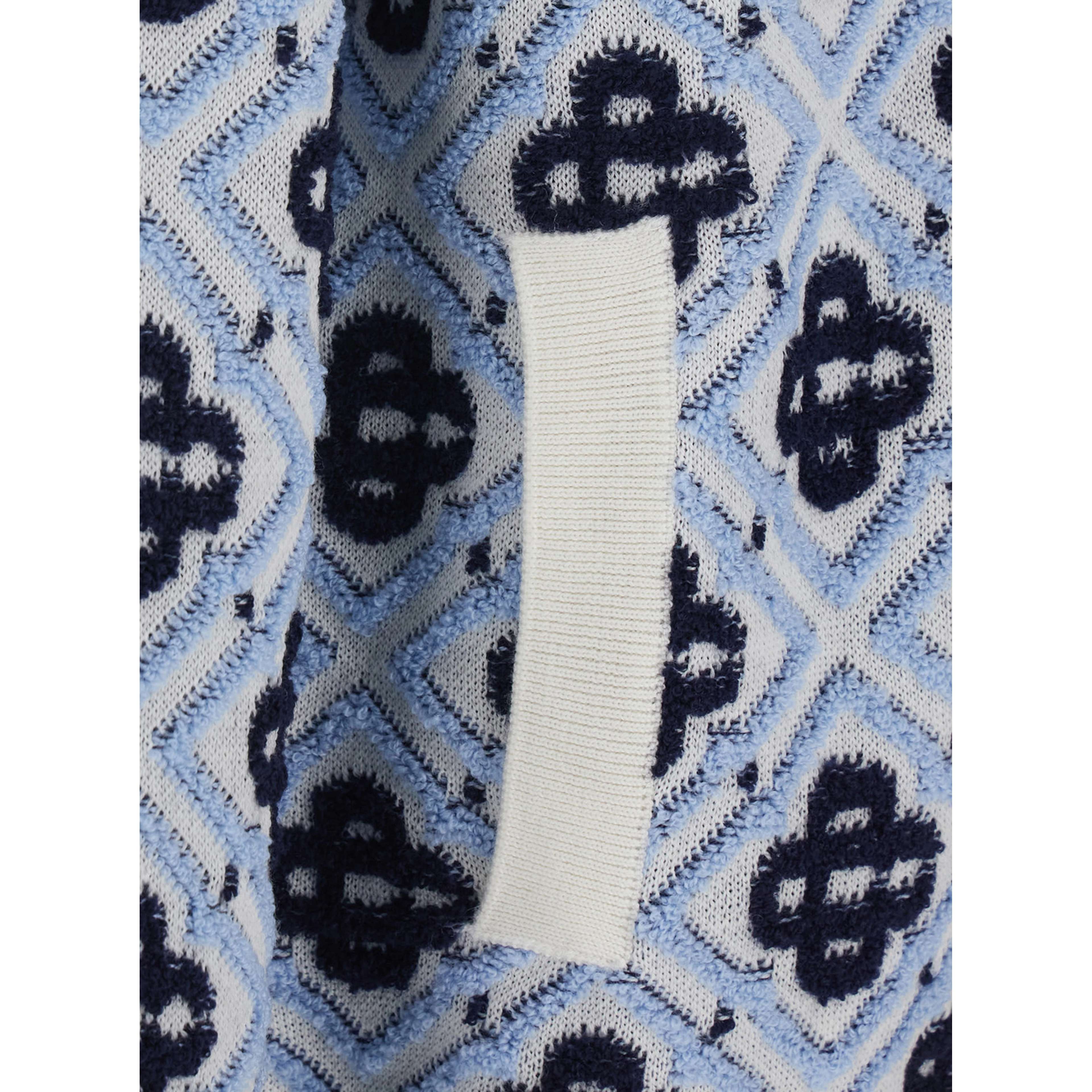 Light blue Hooded sweatshirt with drawstring and all-over logo motif in wool Man