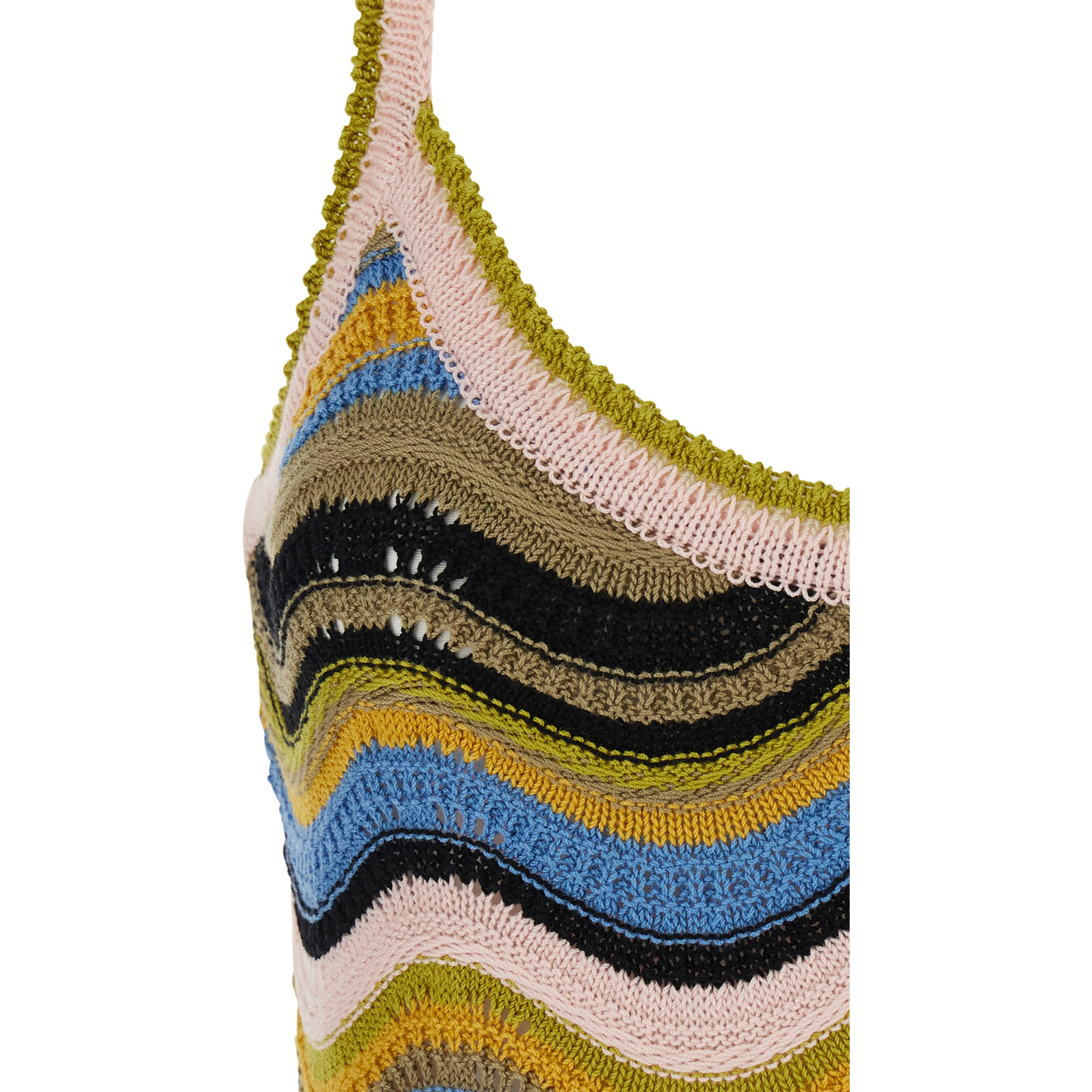 Multicolor Long sleeveless dress with fixed straps and Chevron motif in cotton for women
