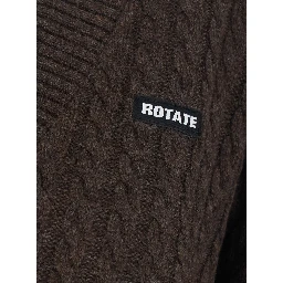 Brown Sweater with V-Neck and Cable Knit in Wool and Cashmere for Women