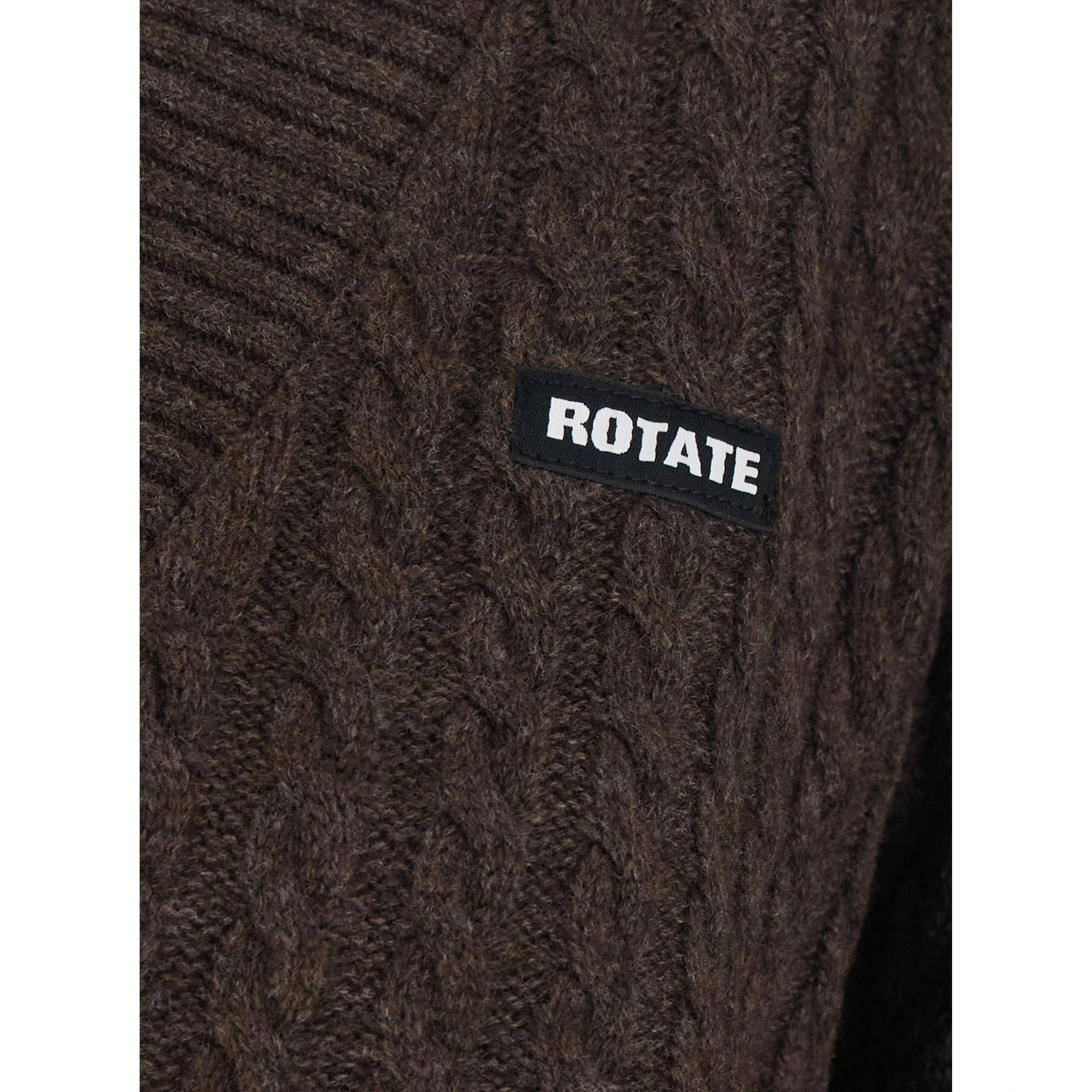 Brown Sweater with V-Neck and Cable Knit in Wool and Cashmere for Women