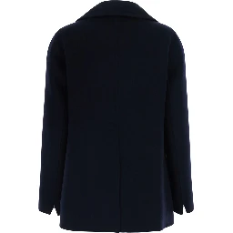 CAMILLA Coat with Notched Revers and Long Sleeves in Tech Fabric Blue Women