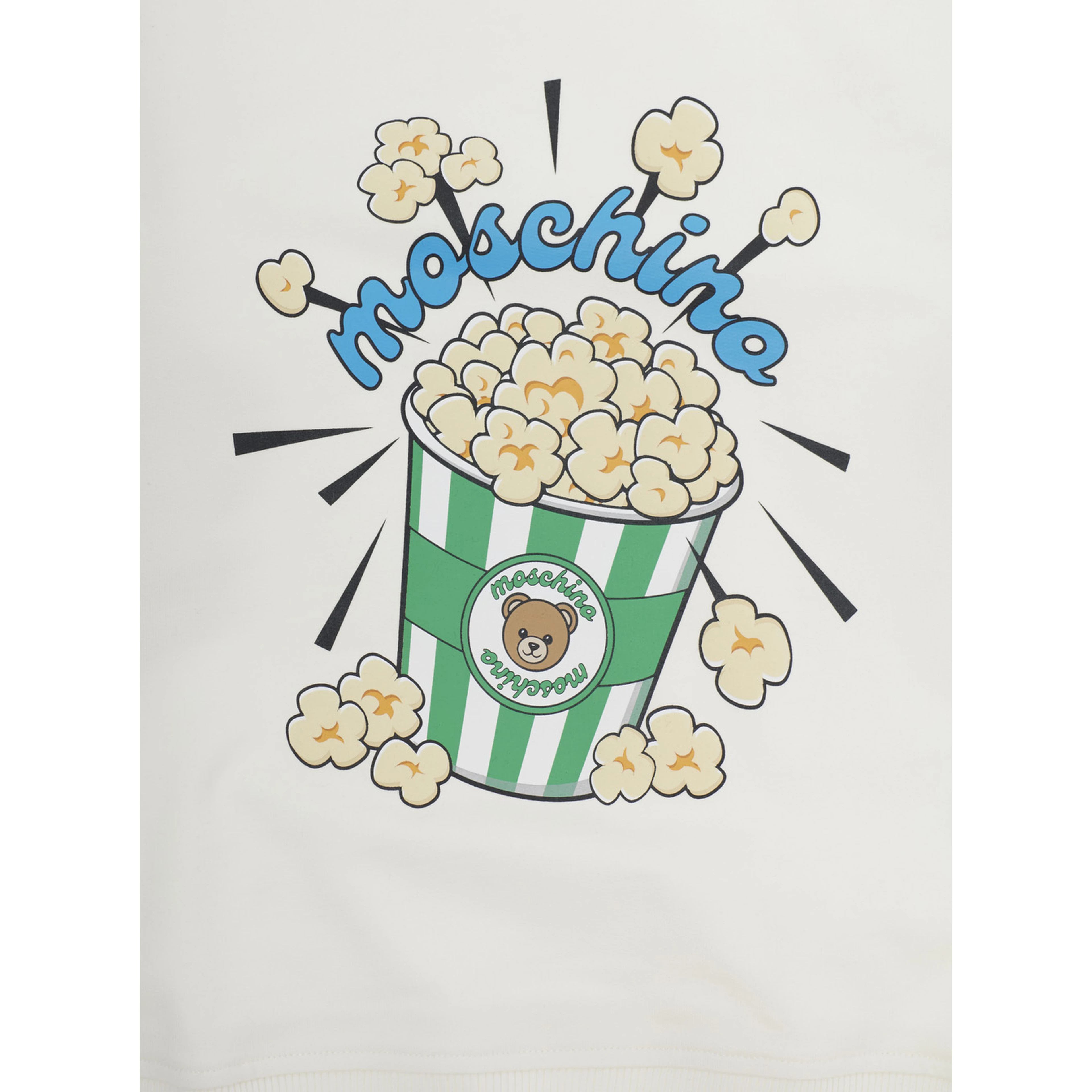 White Crewneck Sweatshirt with Maxi Print on the Front in Cotton Boy