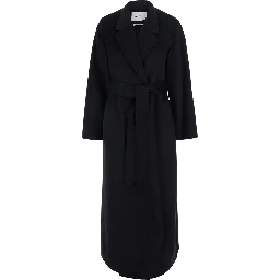 Celia Sue Black Coat with collar and long sleeves in wool for women