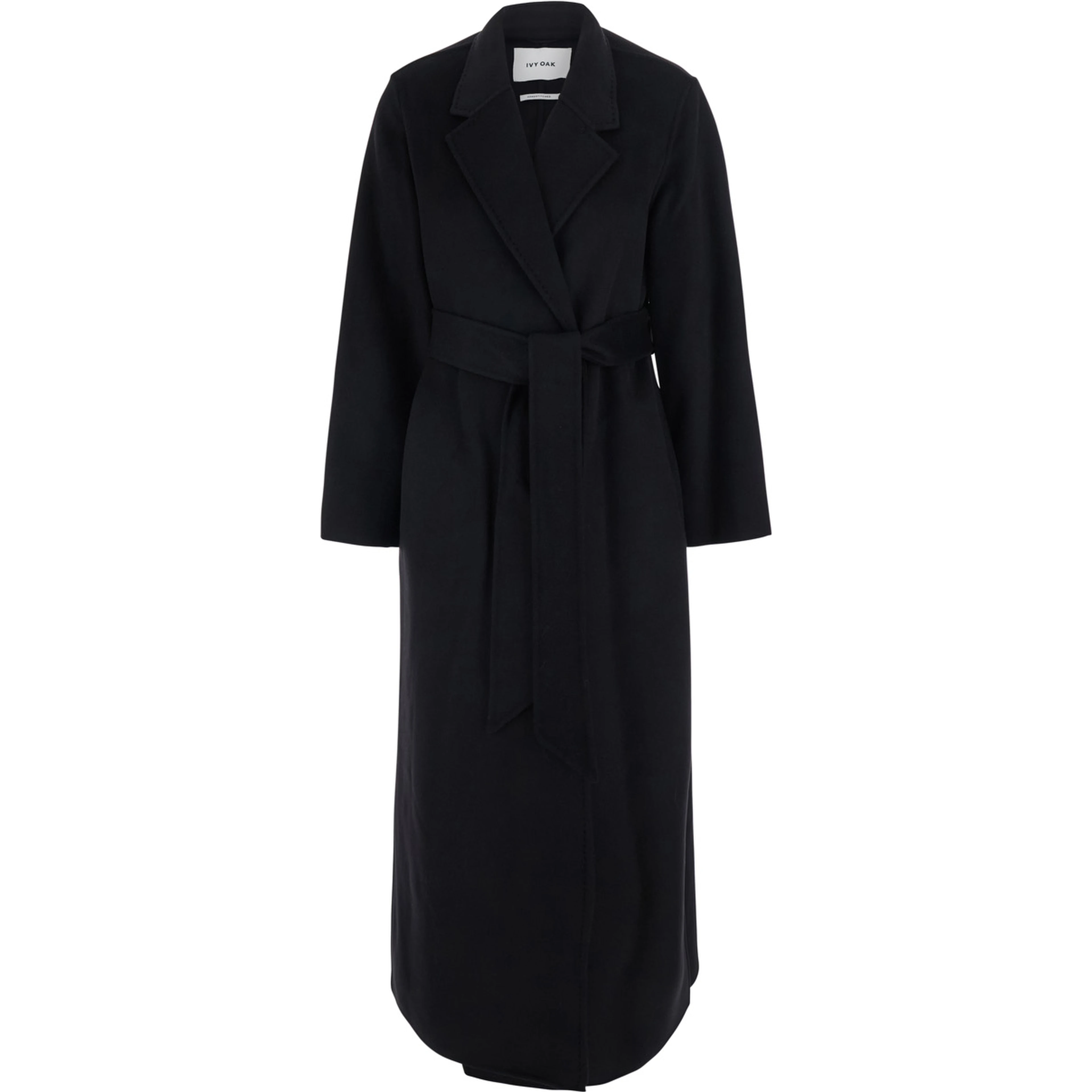 Celia Sue Black Coat with collar and long sleeves in wool for women