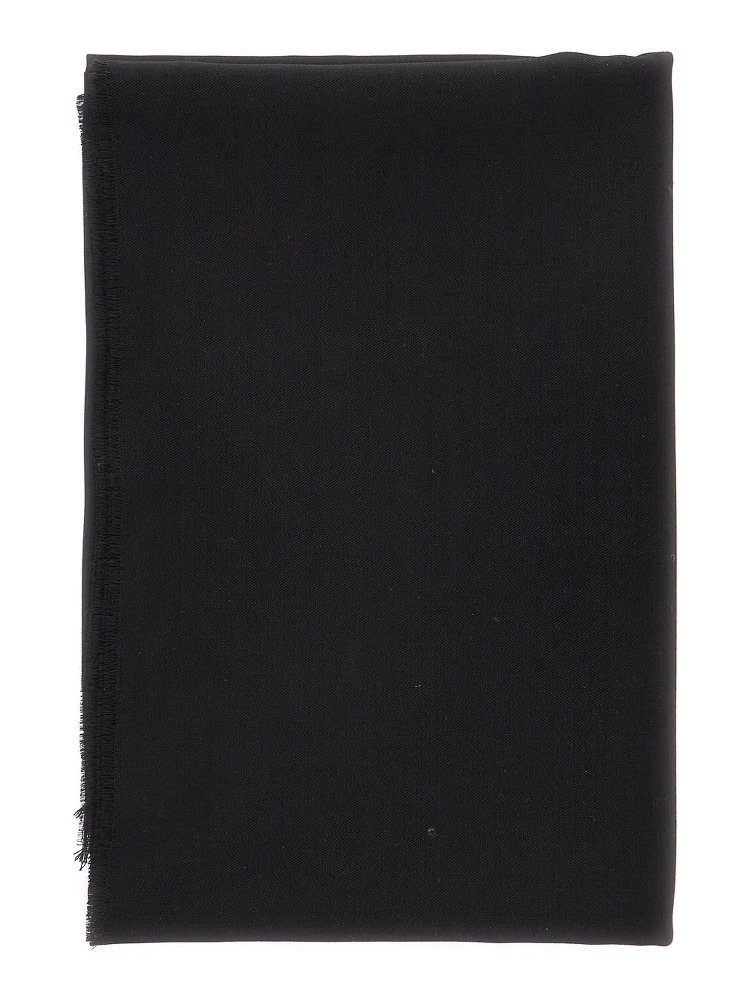 Black scarf with fringed edges in Lightweight wool for women