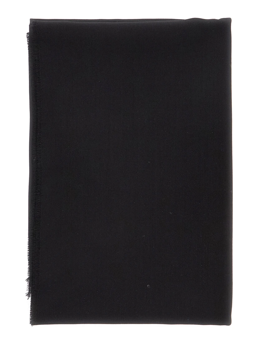 Black scarf with fringed edges in Lightweight wool for women