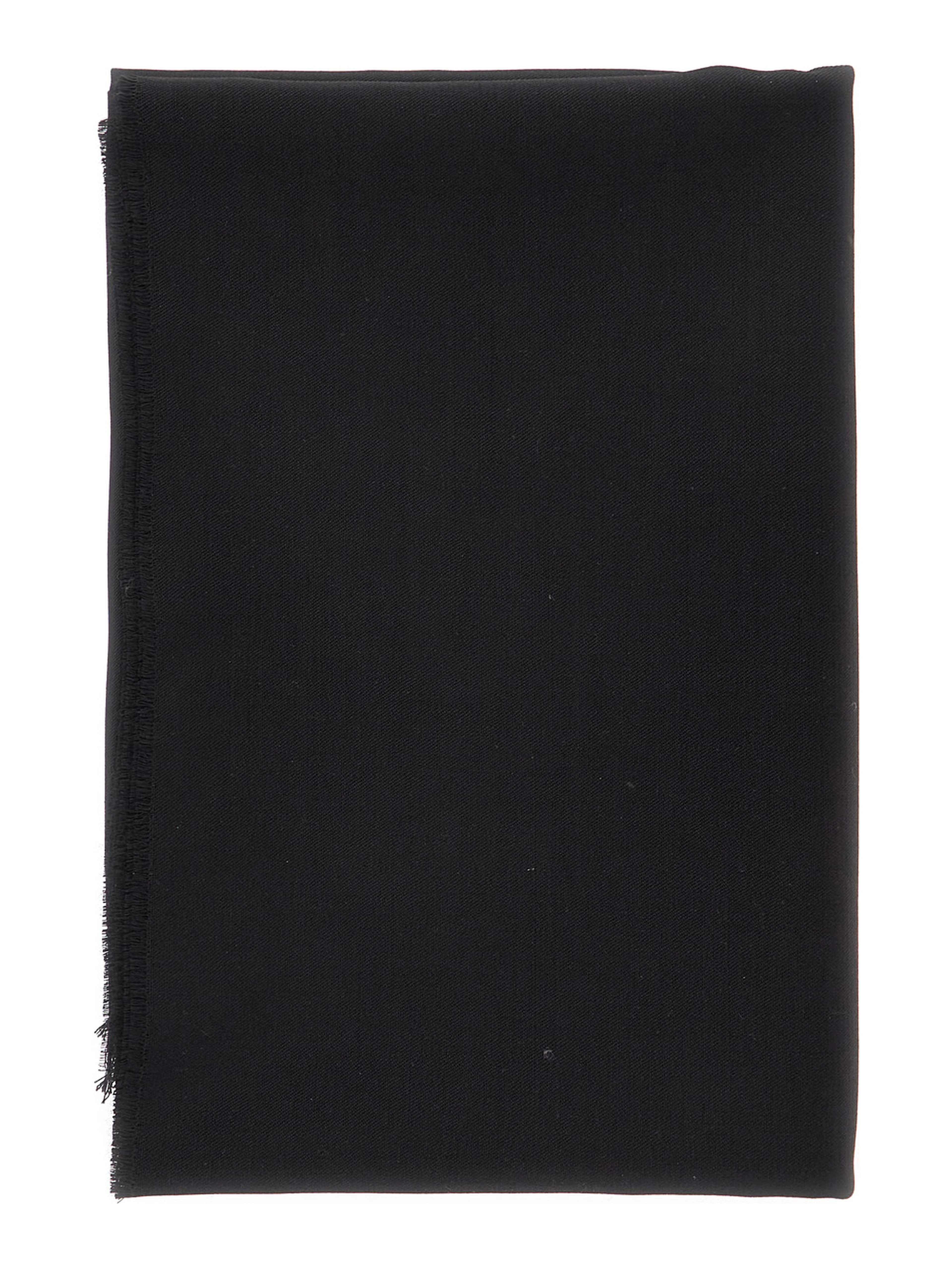 Black scarf with fringed edges in Lightweight wool for women