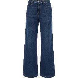 Marta Blue Jeans with Wide Leg and Logo Patch on the Back in Denim for Women