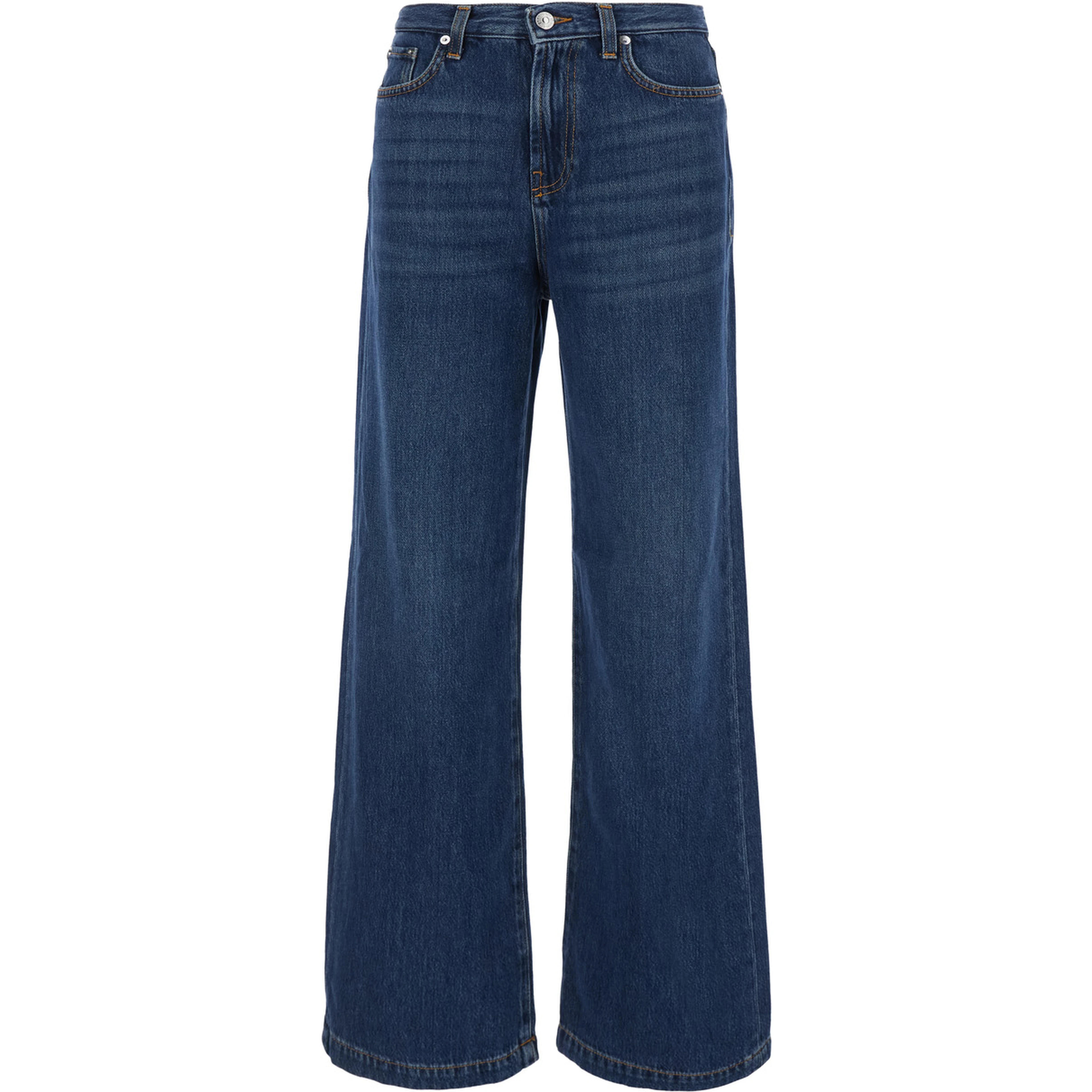 Marta Blue Jeans with Wide Leg and Logo Patch on the Back in Denim for Women