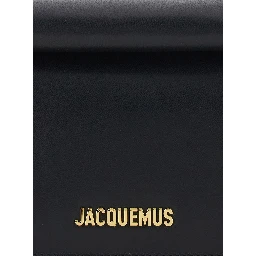 La Petite Pochette Rond Carre Black Pouch with Logo lettering on the front in leather women