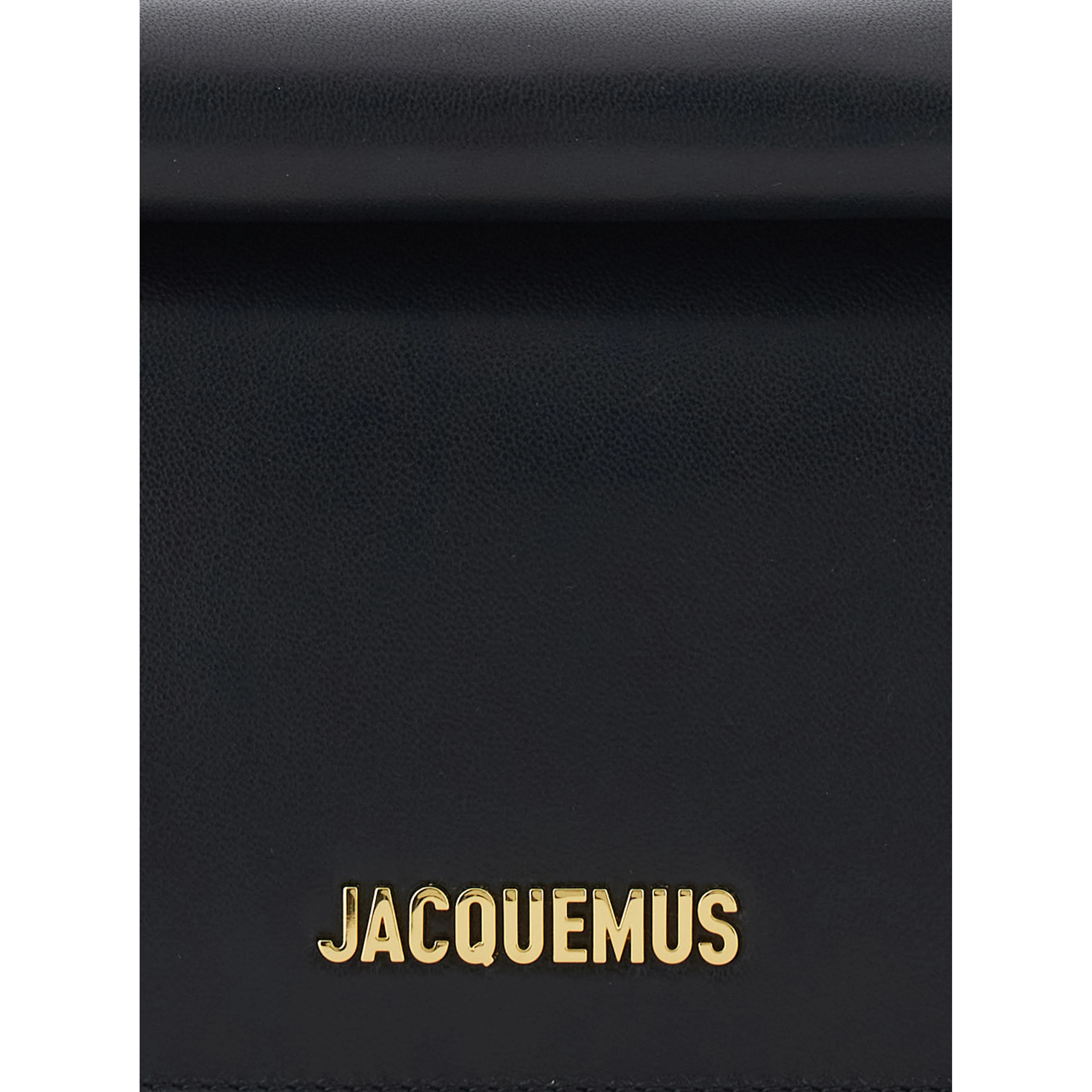 La Petite Pochette Rond Carre Black Pouch with Logo lettering on the front in leather women