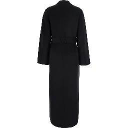 Celia Sue Black Coat with collar and long sleeves in wool for women