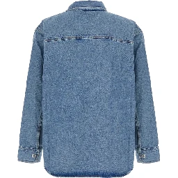 light blue Shirt with classic collar and tone-on-tone ADC embroidery on the front in cotton for men
