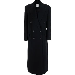 Circe Coat coat with collar and long sleeves in black wool and nylon for women
