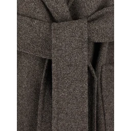 Peony Coat with Notched Revers and Long Sleeves in Tech Fabric Color Brown Women