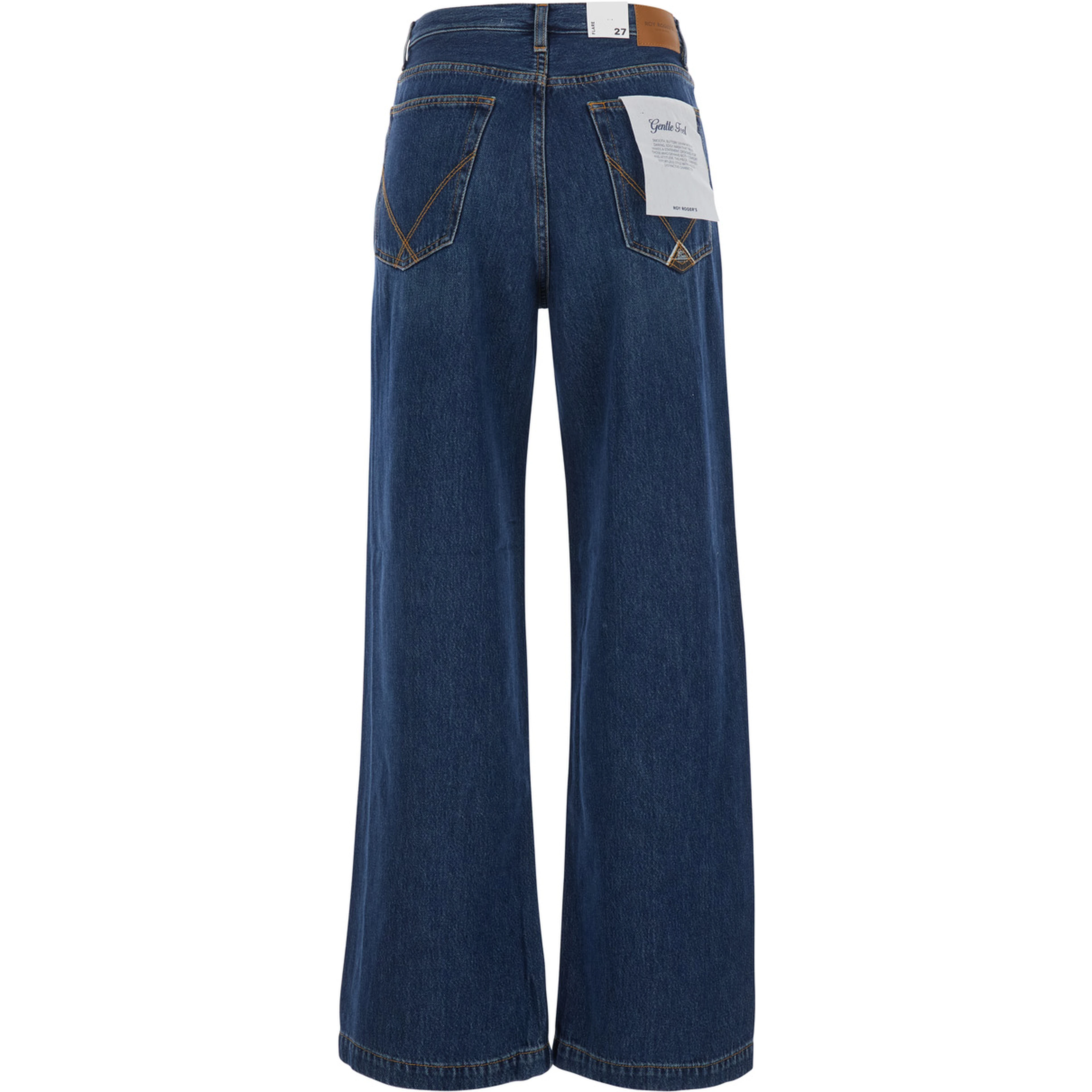 Marta Blue Jeans with Wide Leg and Logo Patch on the Back in Denim for Women