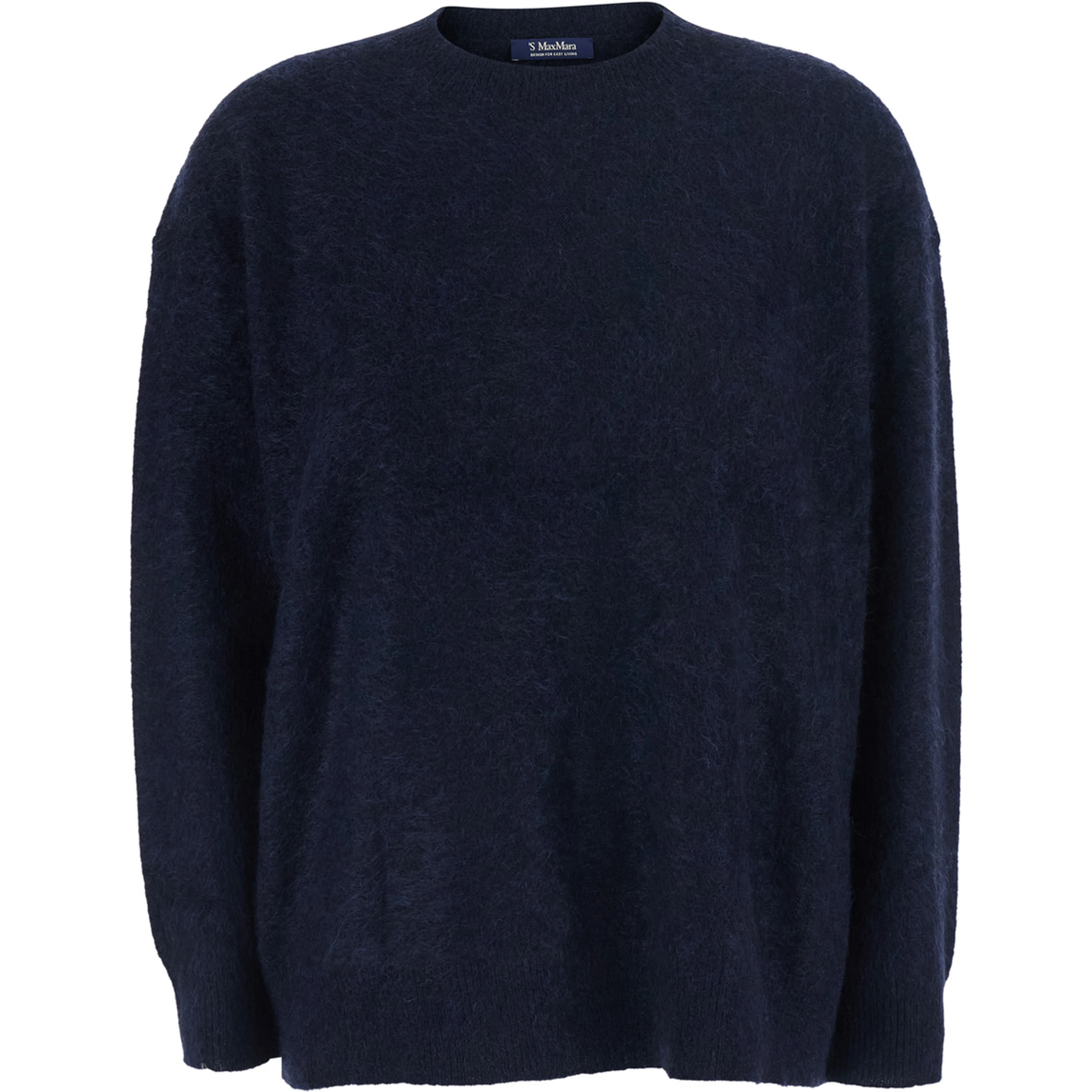 MARIA Blue Sweater with removable scarf and brushed effect in wool for women