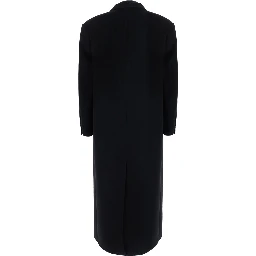 Circe Coat coat with collar and long sleeves in black wool and nylon for women