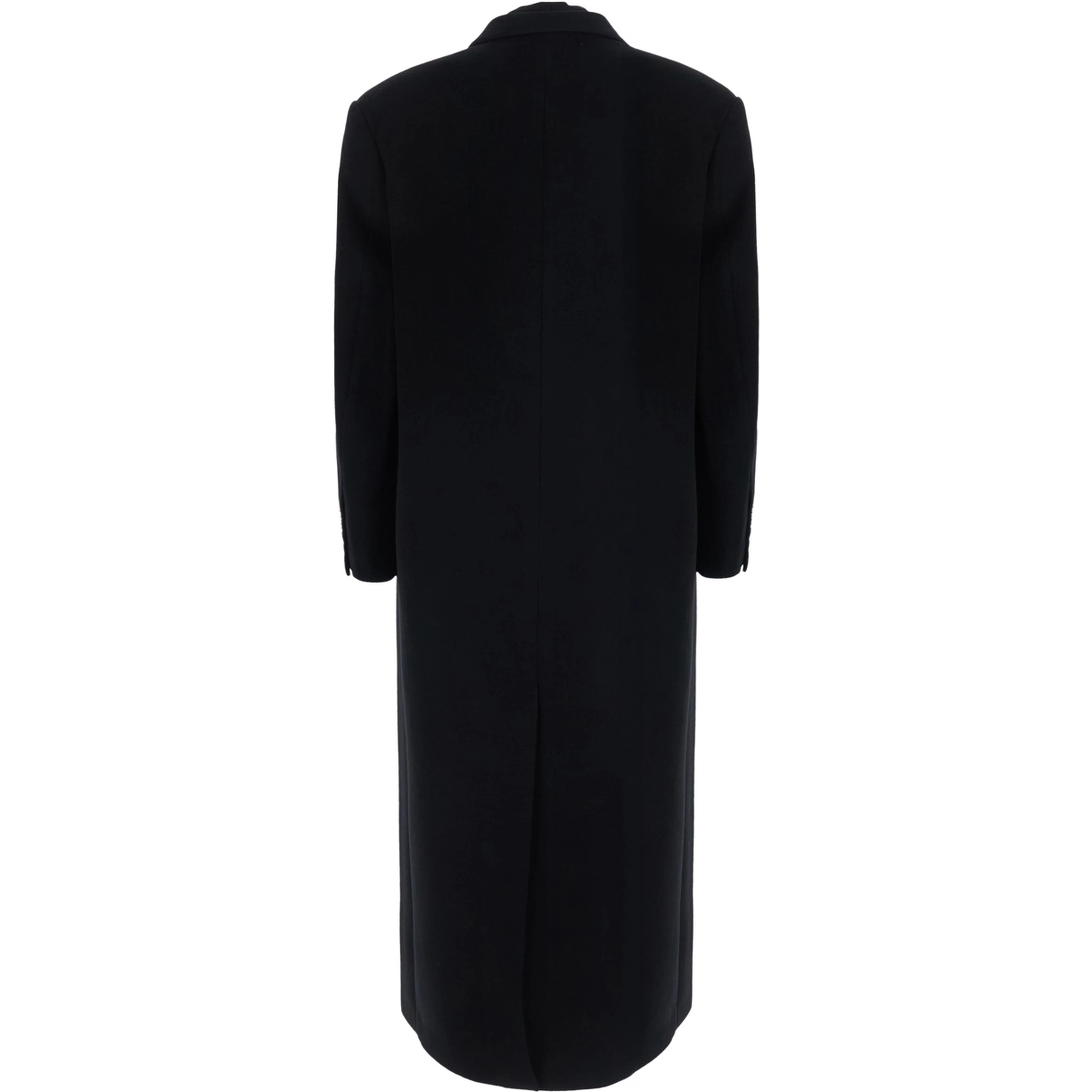 Circe Coat coat with collar and long sleeves in black wool and nylon for women