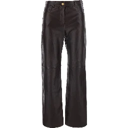 Pesca Brown Pants with Five-Pocket Design in Leather for Women