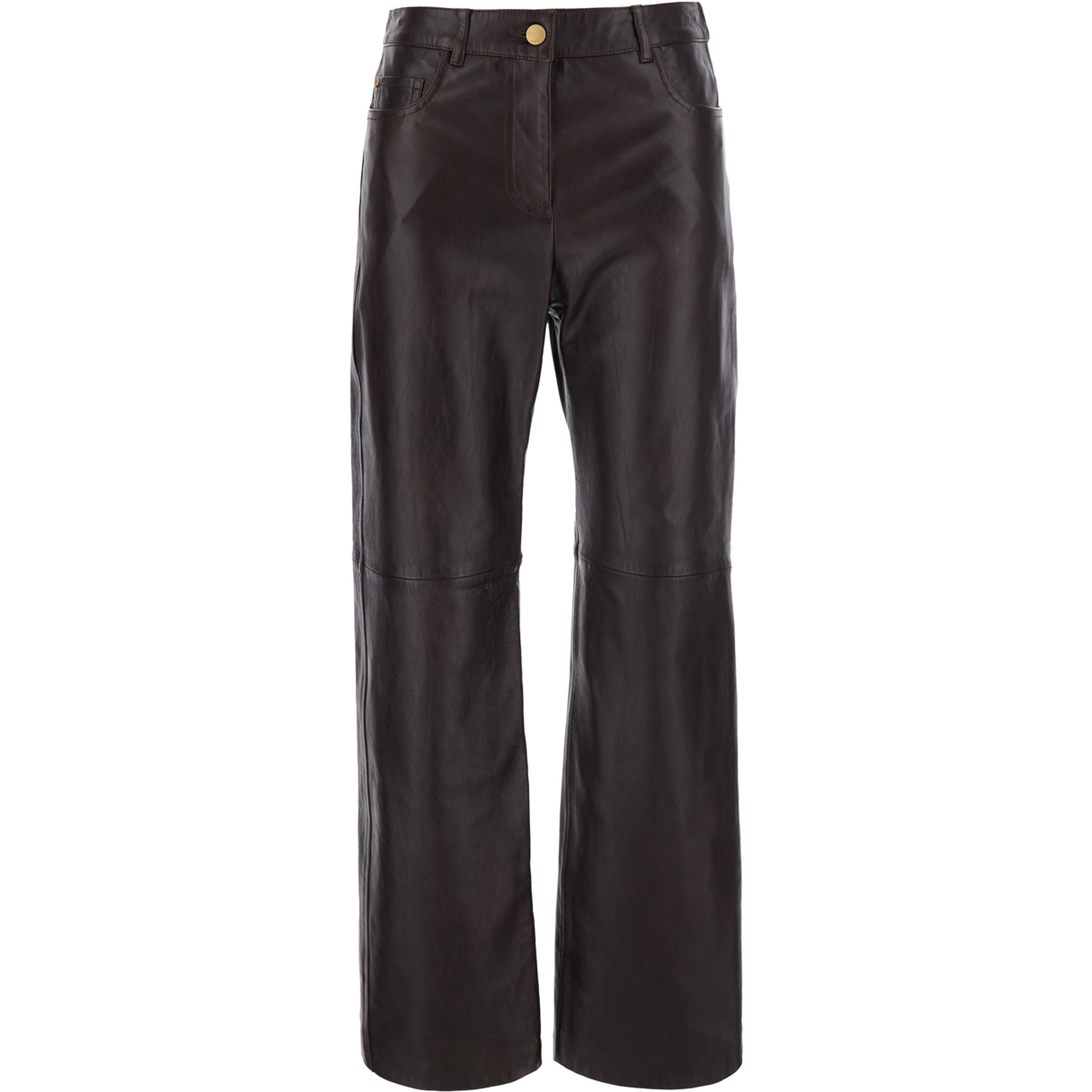 Pesca Brown Pants with Five-Pocket Design in Leather for Women