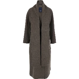 Peony Coat with Notched Revers and Long Sleeves in Tech Fabric Color Brown Women