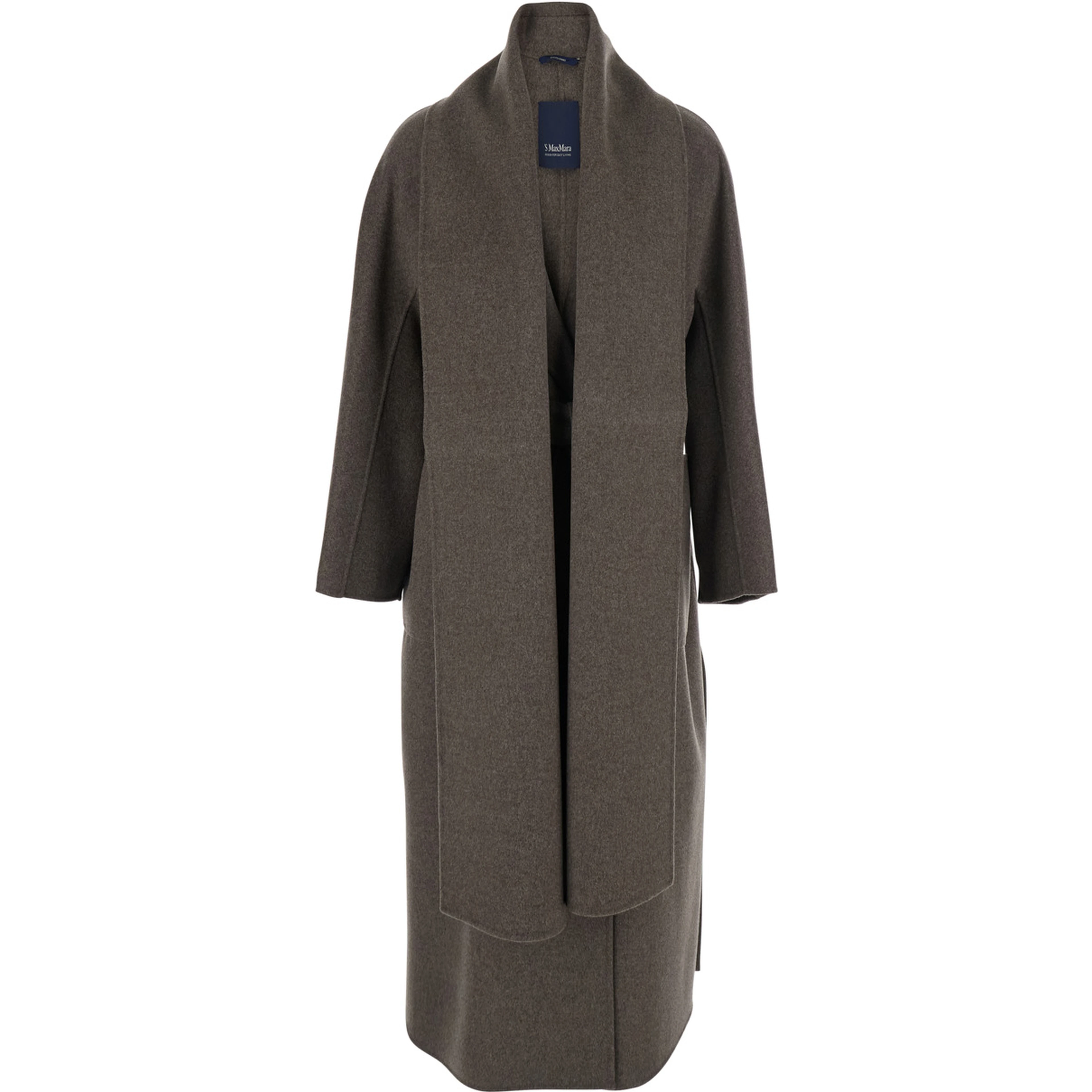 Peony Coat with Notched Revers and Long Sleeves in Tech Fabric Color Brown Women