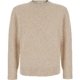 beige Crewneck sweater with ribbed details in wool Blend men