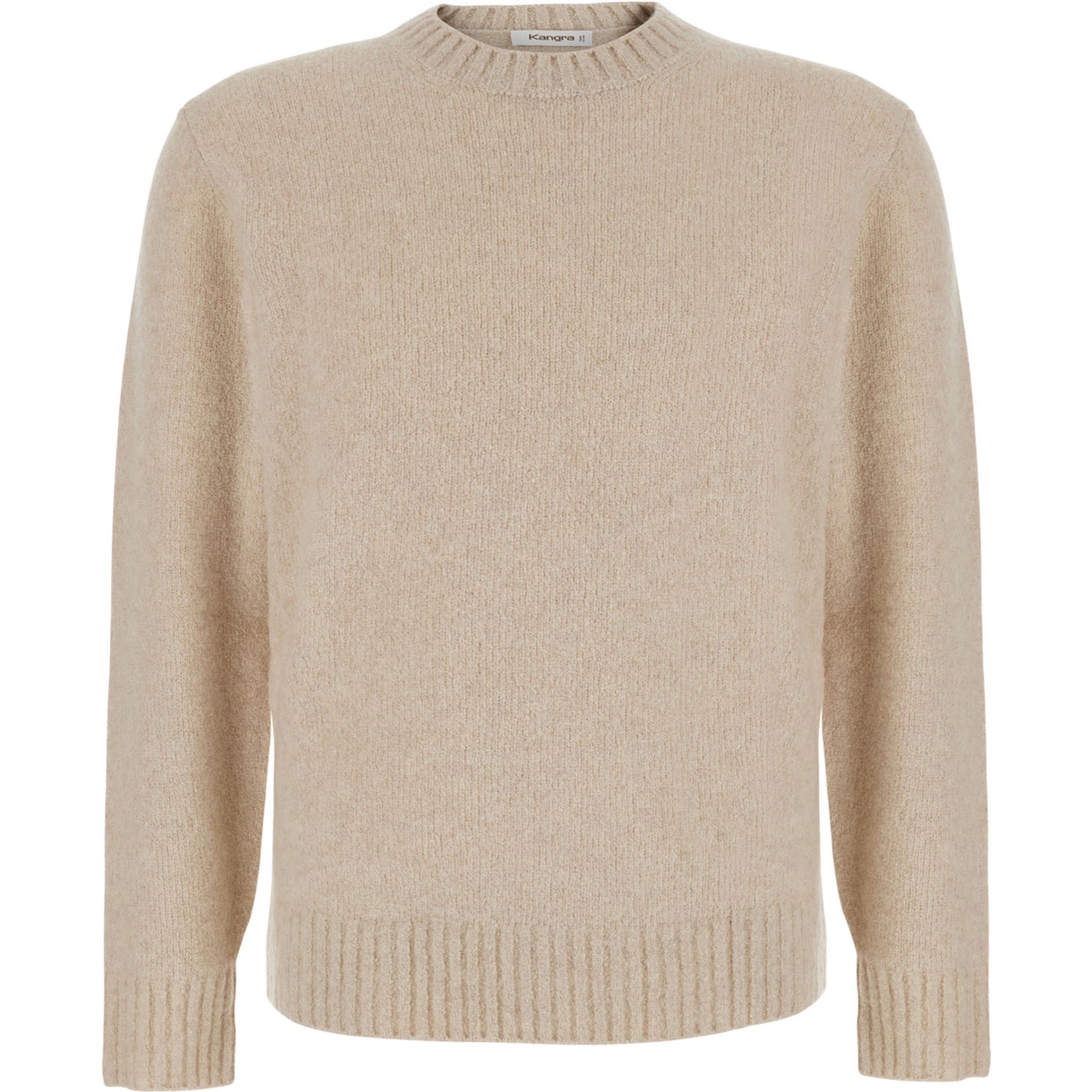 beige Crewneck sweater with ribbed details in wool Blend men