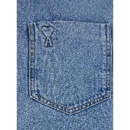 light blue Shirt with classic collar and tone-on-tone ADC embroidery on the front in cotton for men