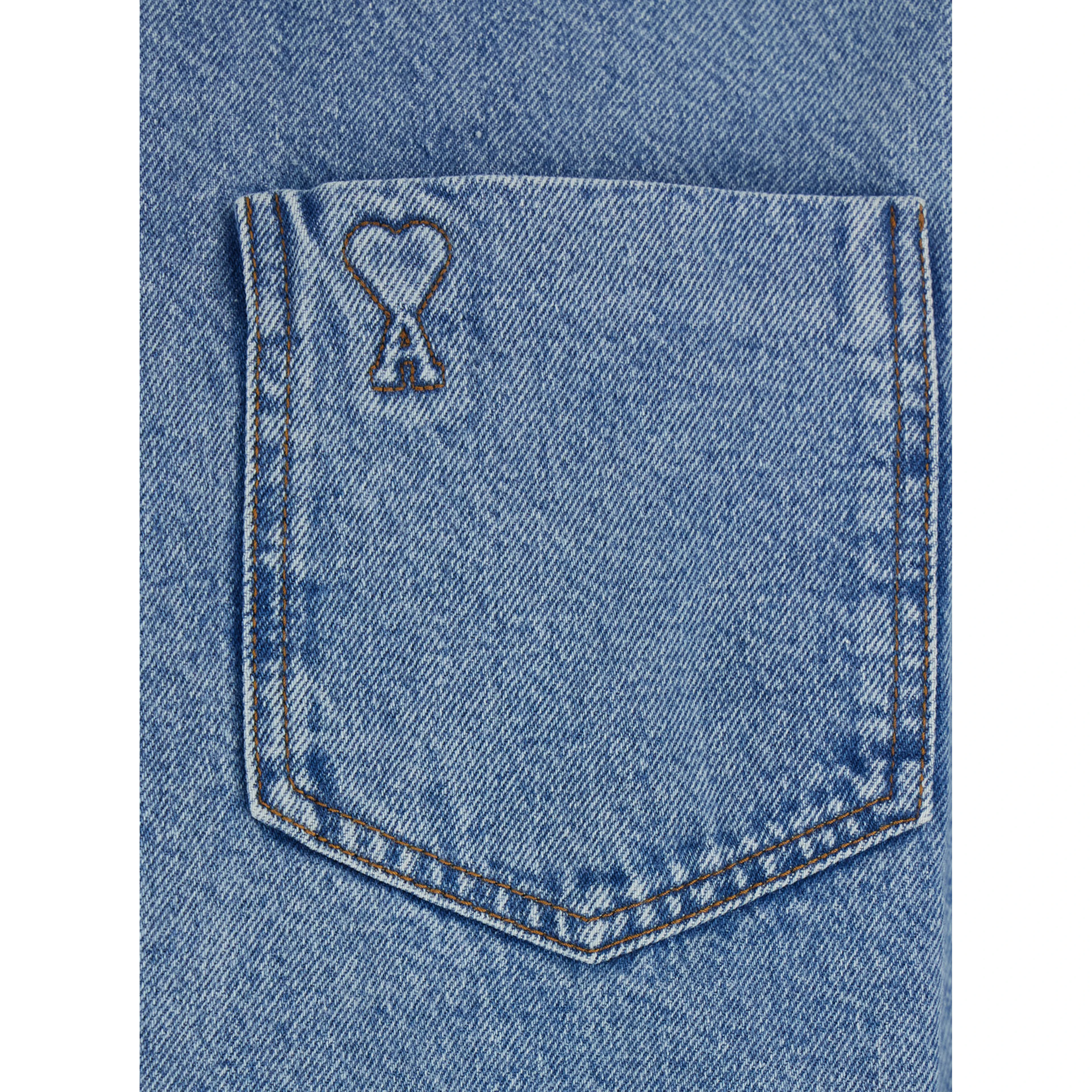 light blue Shirt with classic collar and tone-on-tone ADC embroidery on the front in cotton for men