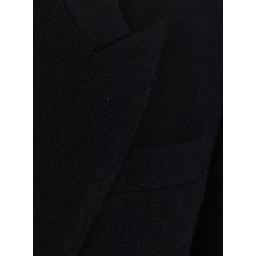 Circe Coat coat with collar and long sleeves in black wool and nylon for women