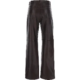 Pesca Brown Pants with Five-Pocket Design in Leather for Women