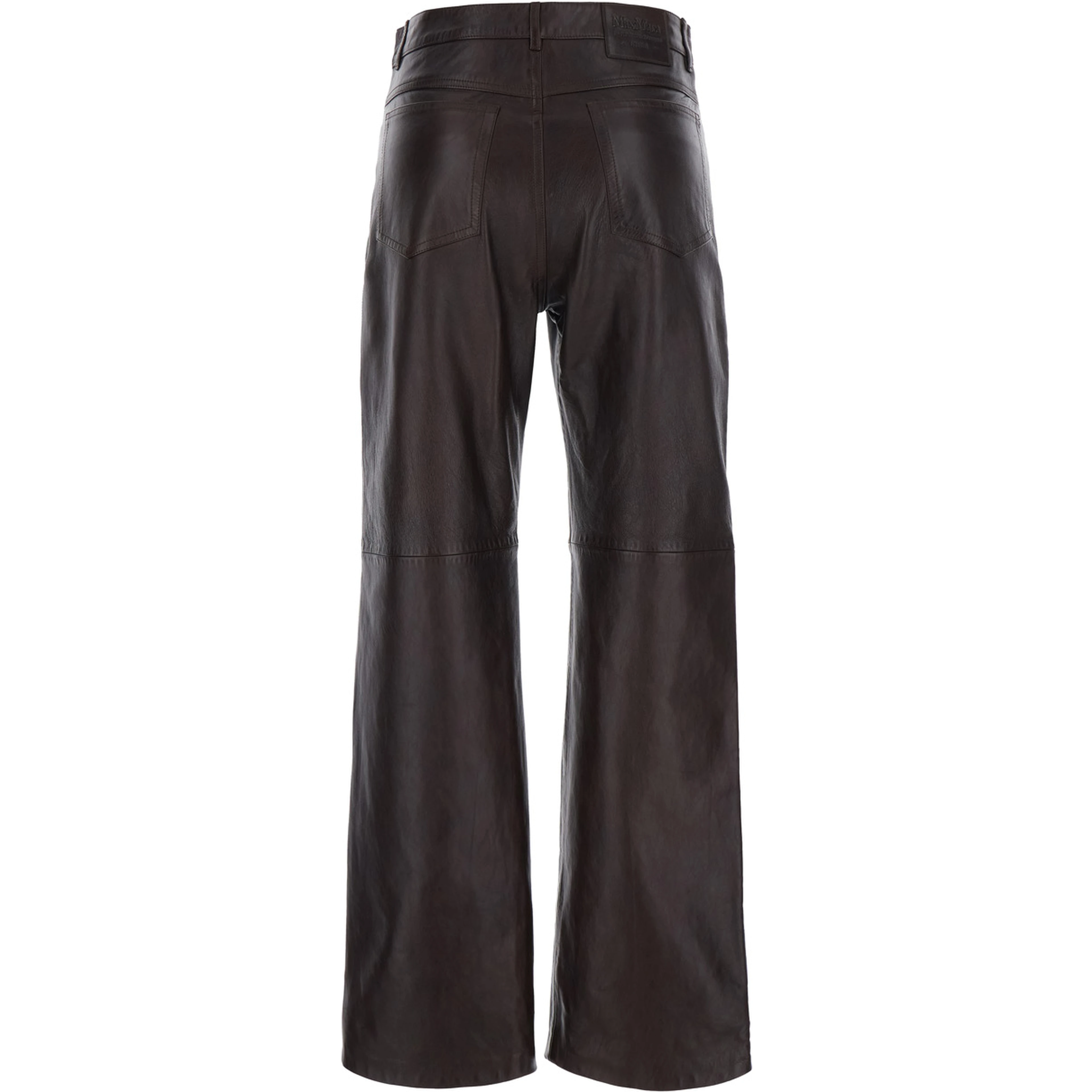 Pesca Brown Pants with Five-Pocket Design in Leather for Women
