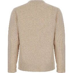 beige Crewneck sweater with ribbed details in wool Blend men