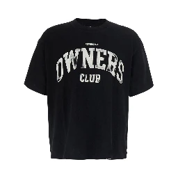 Black Crew neck T-shirt with large print on the front in cotton for men