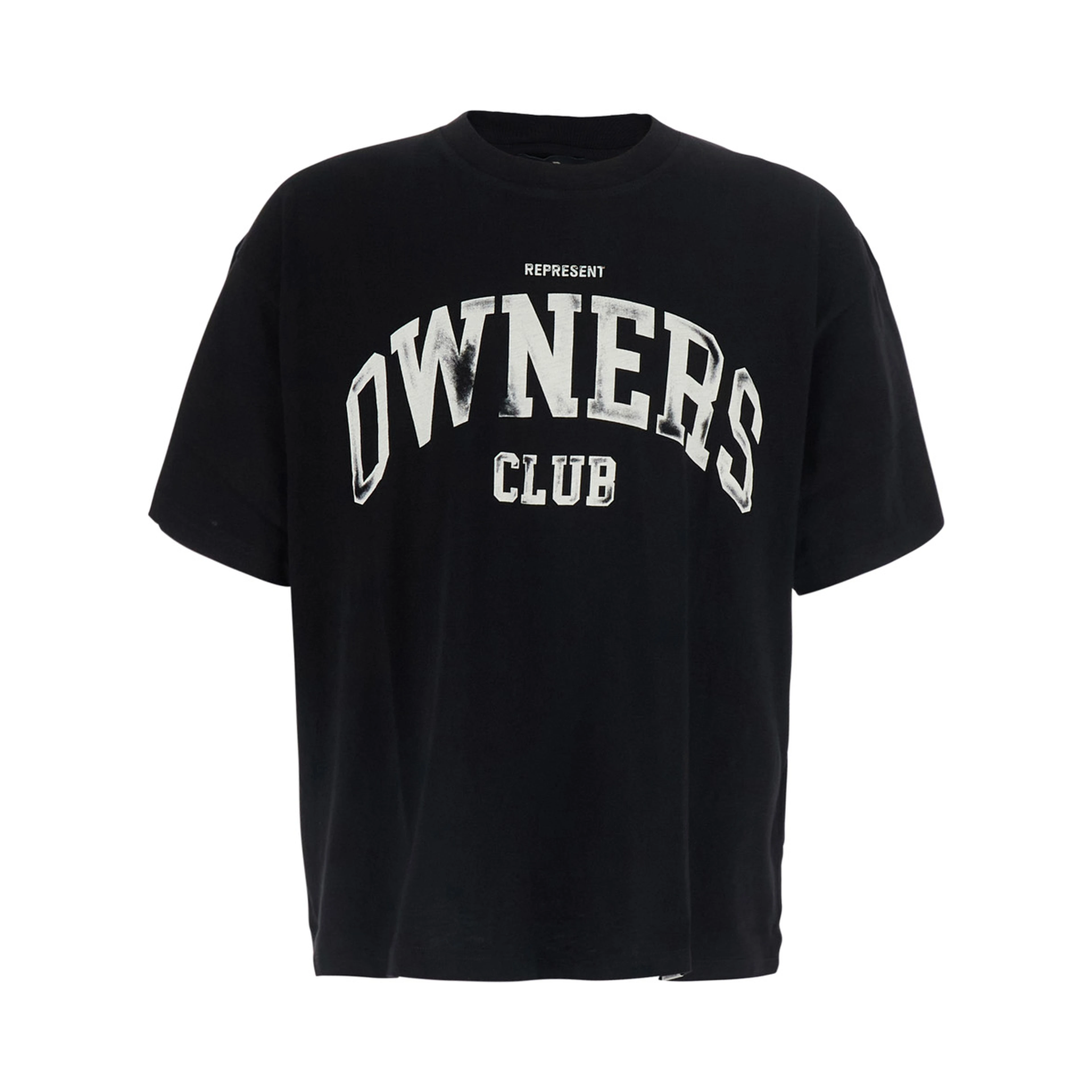 Black Crew neck T-shirt with large print on the front in cotton for men