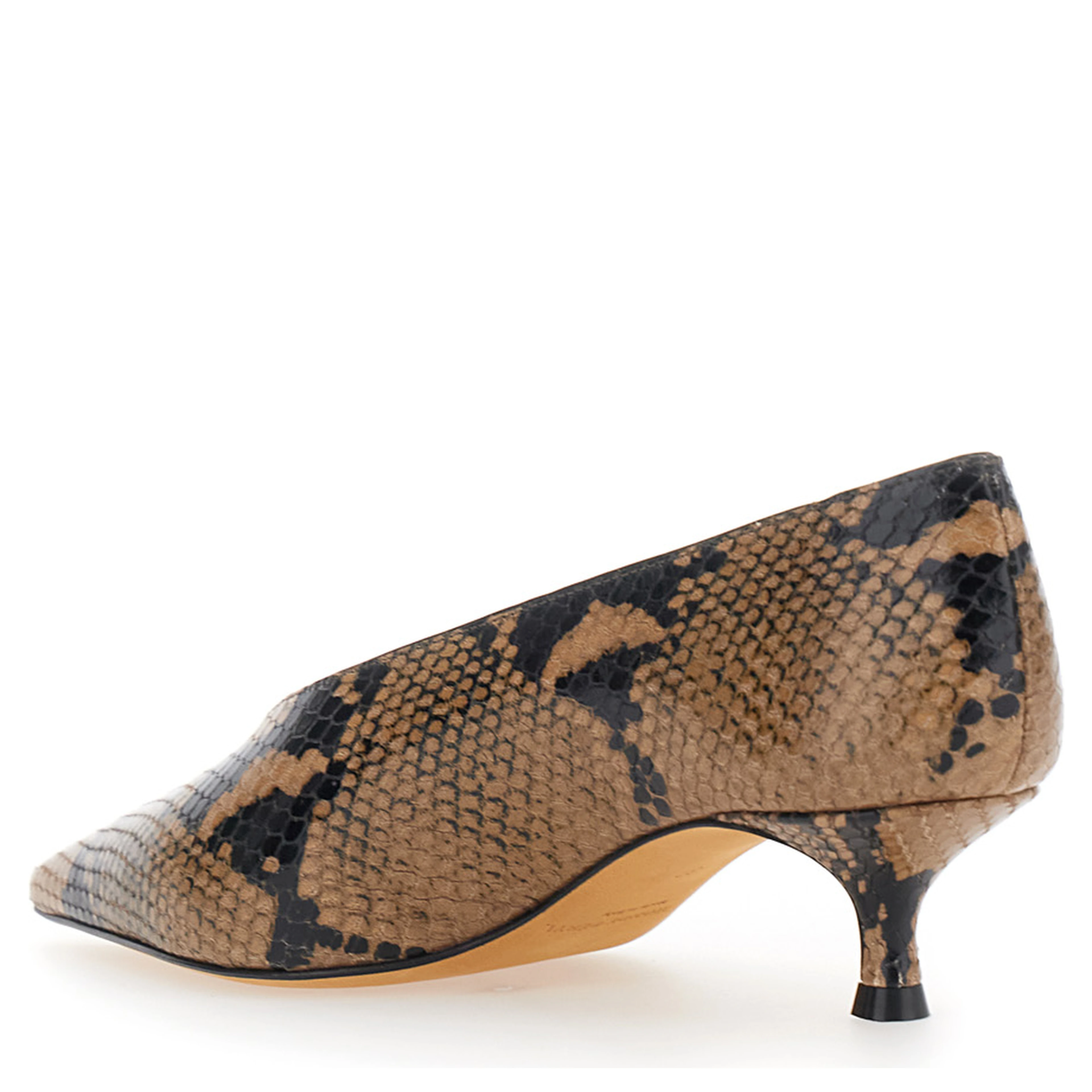 beige pumps with python print in leather for women