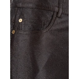 Pesca Brown Pants with Five-Pocket Design in Leather for Women