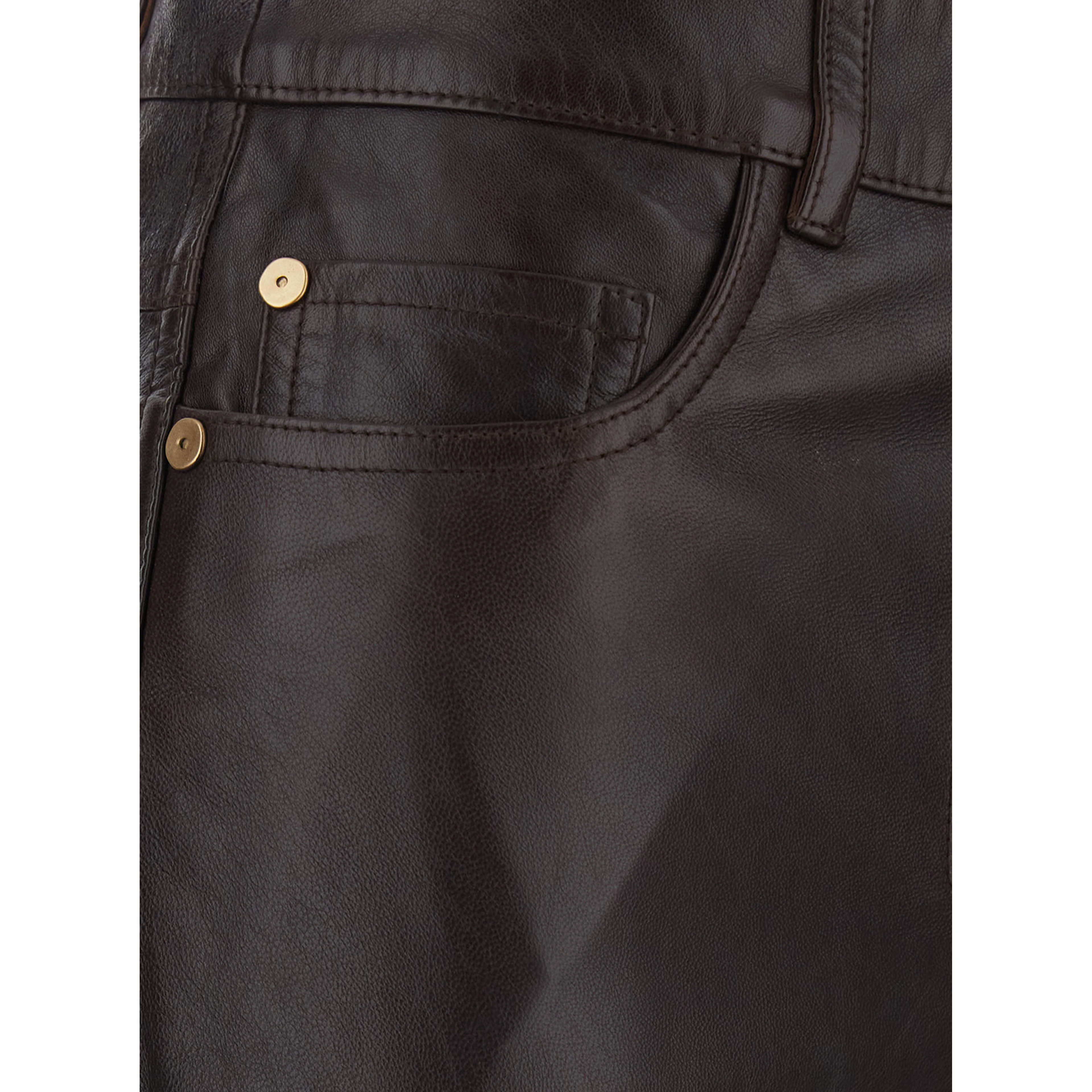 Pesca Brown Pants with Five-Pocket Design in Leather for Women