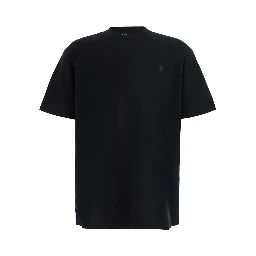 Black Crew neck T-shirt with crest embroidery on the front in Blend cotton for men