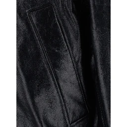 Black bomber jacket with zip closure and side pockets in leather men